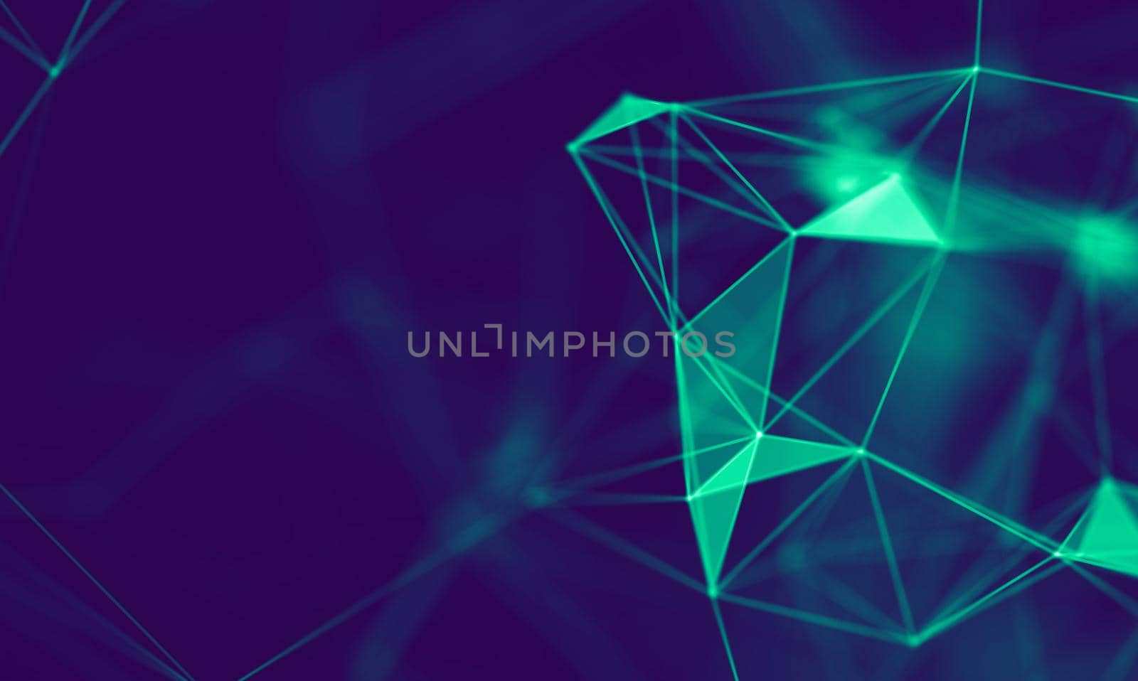 Abstract Blue Geometrical Particles on Purple Background . Connection structure. Science blue background. Futuristic Technology HUD Element . onnecting dots and lines . Big data and Business by DmytroRazinkov