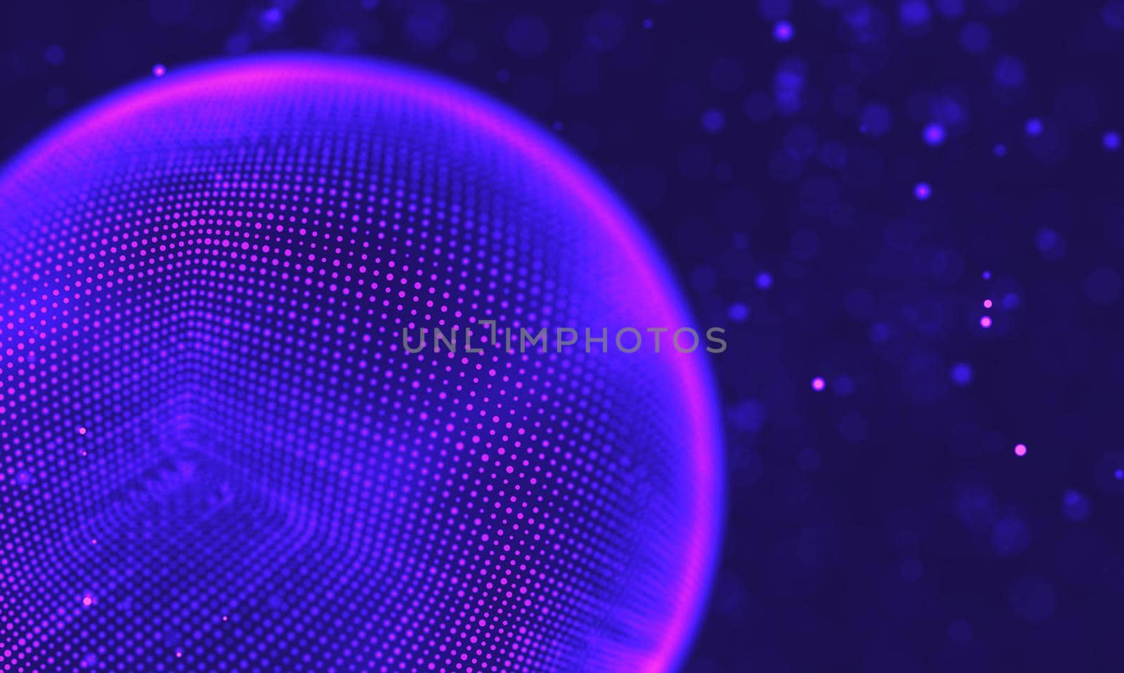 Abstract futuristic illustration of polygonal surface. Low poly shape with connecting dots and lines on dark background. 3D rendering