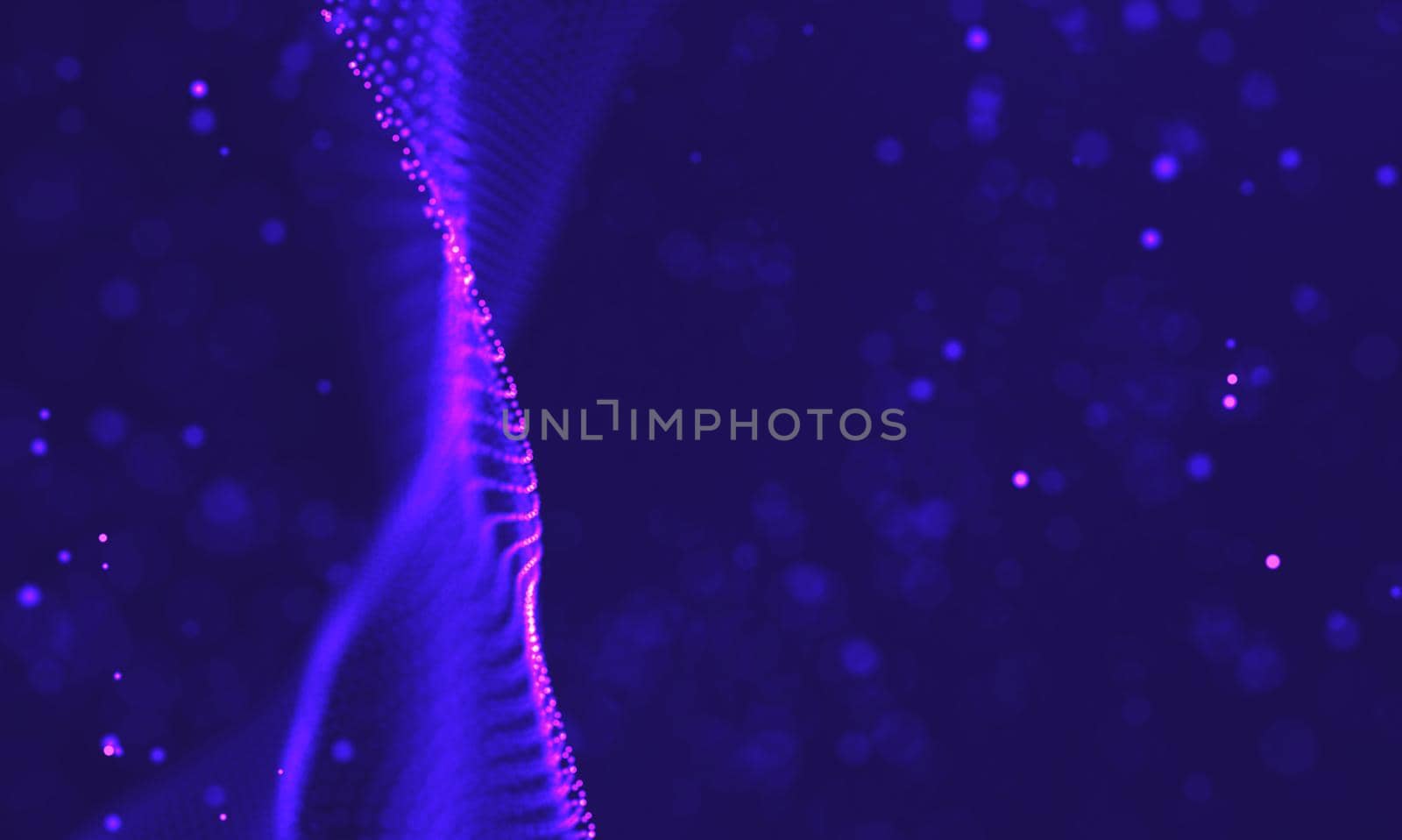 Abstract futuristic illustration of polygonal surface. Low poly shape with connecting dots and lines on dark background. 3D rendering