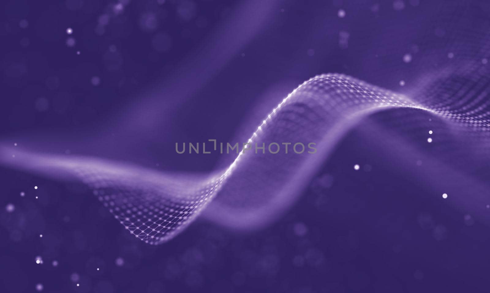 Data technology abstract futuristic illustration . Low poly shape with connecting dots and lines on dark background. 3D rendering . Big data visualization . by DmytroRazinkov