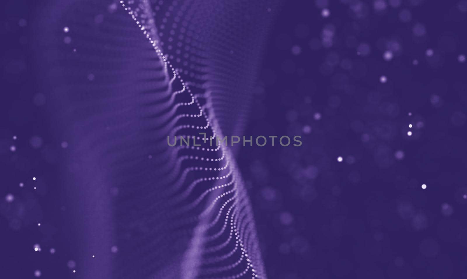 Abstract futuristic illustration of polygonal surface. Low poly shape with connecting dots and lines on dark background. 3D rendering