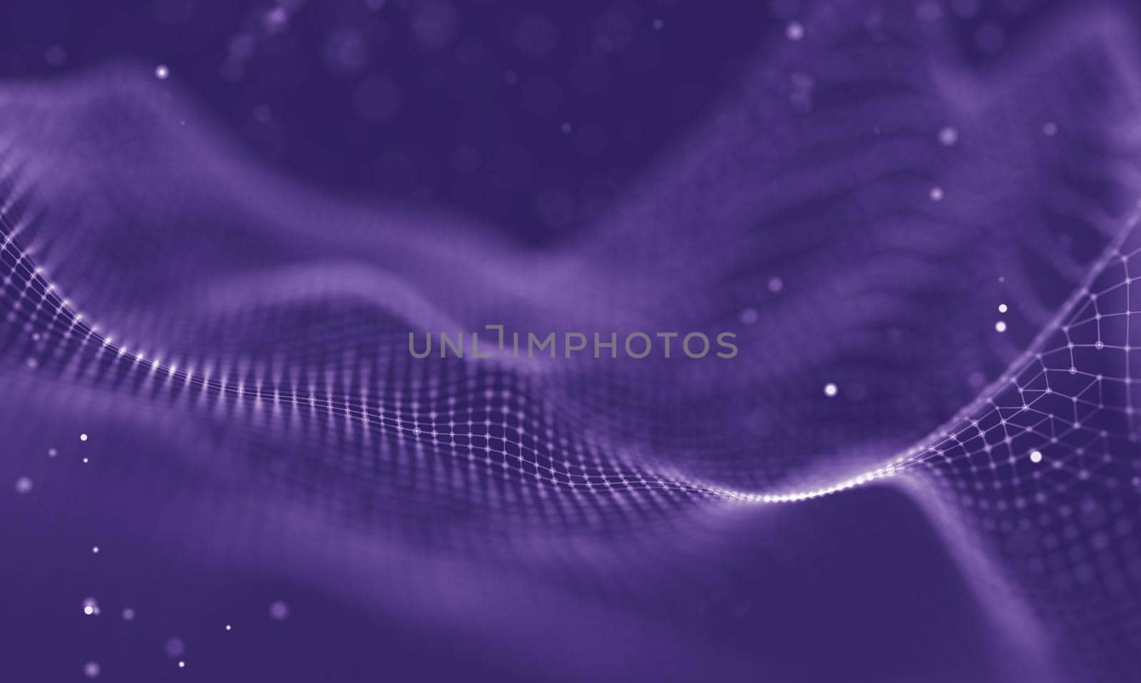 Data technology abstract futuristic illustration . Low poly shape with connecting dots and lines on dark background. 3D rendering . Big data visualization . by DmytroRazinkov