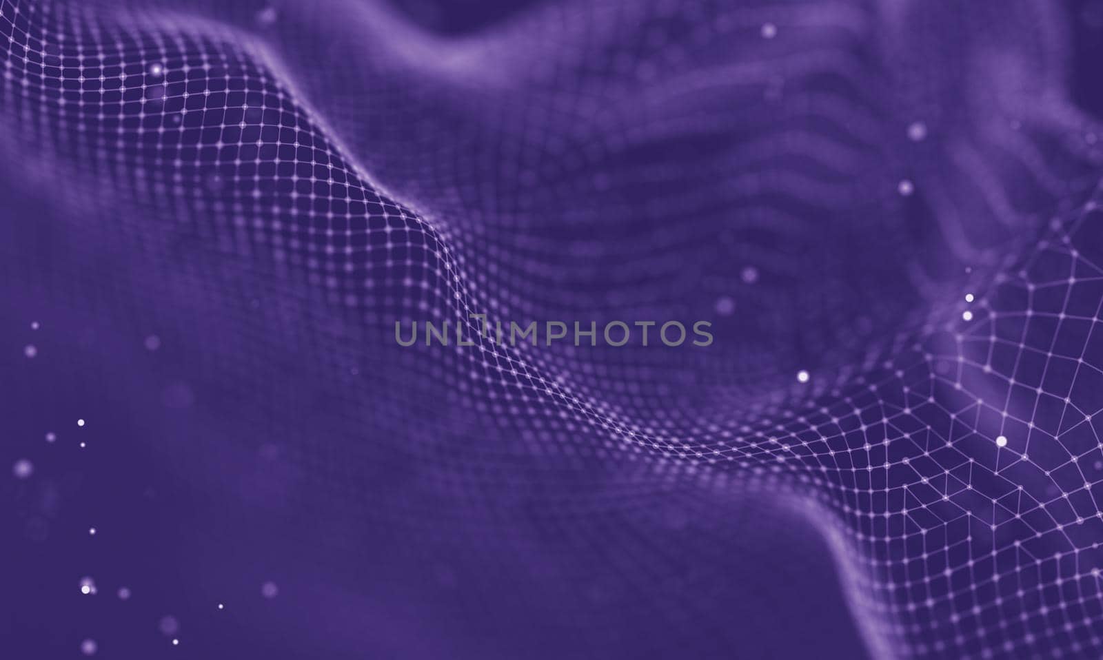 Data technology abstract futuristic illustration . Low poly shape with connecting dots and lines on dark background. 3D rendering . Big data visualization . by DmytroRazinkov