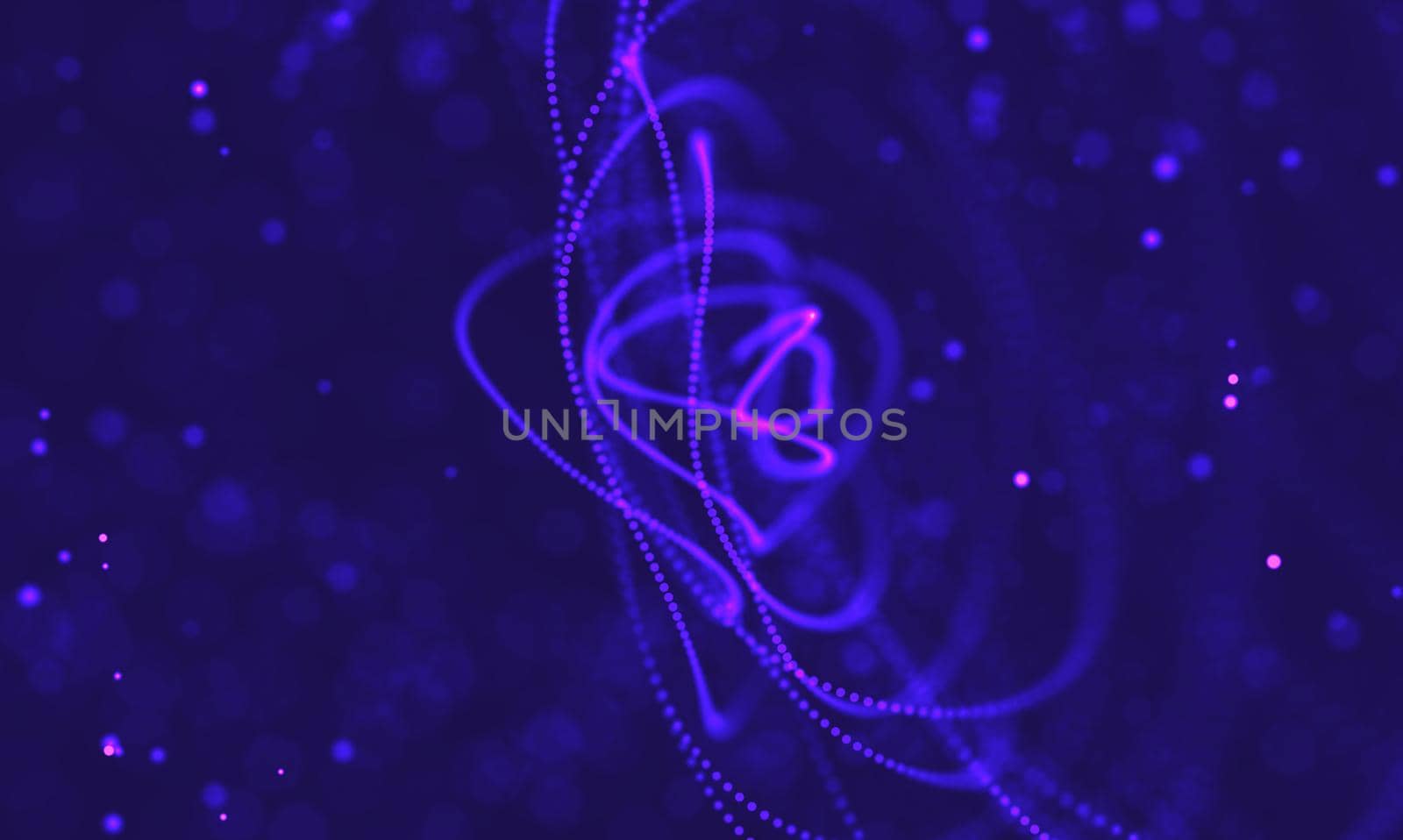 Abstract futuristic illustration of polygonal surface. Low poly shape with connecting dots and lines on dark background. 3D rendering