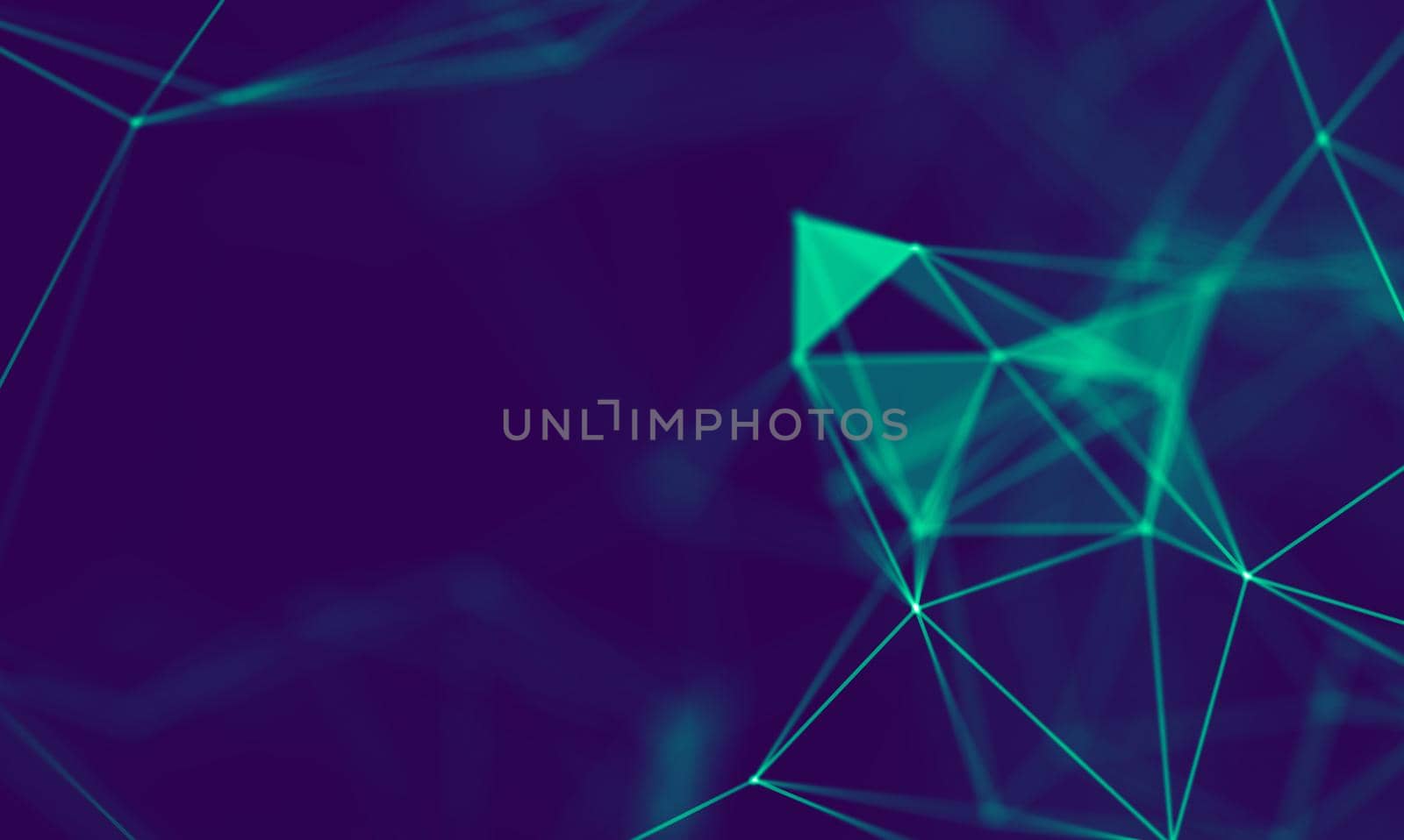 Abstract Blue Geometrical Particles on Purple Background . Connection structure. Science blue background. Futuristic Technology HUD Element . onnecting dots and lines . Big data and Business by DmytroRazinkov