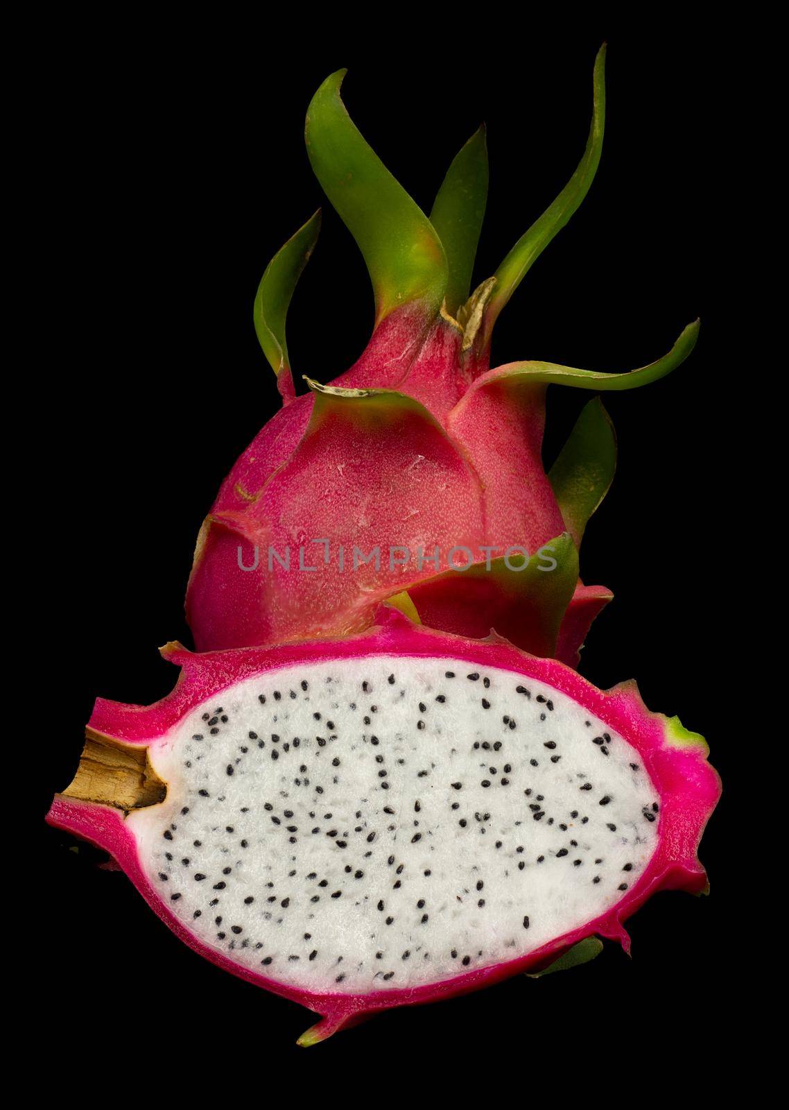 beautiful fresh sliced  white dragon fruit closeup zoom seed