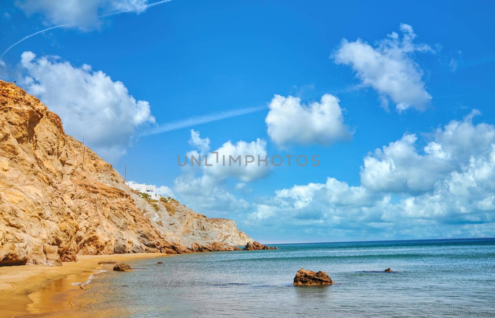 the port of cycladic island Anafi in Greece