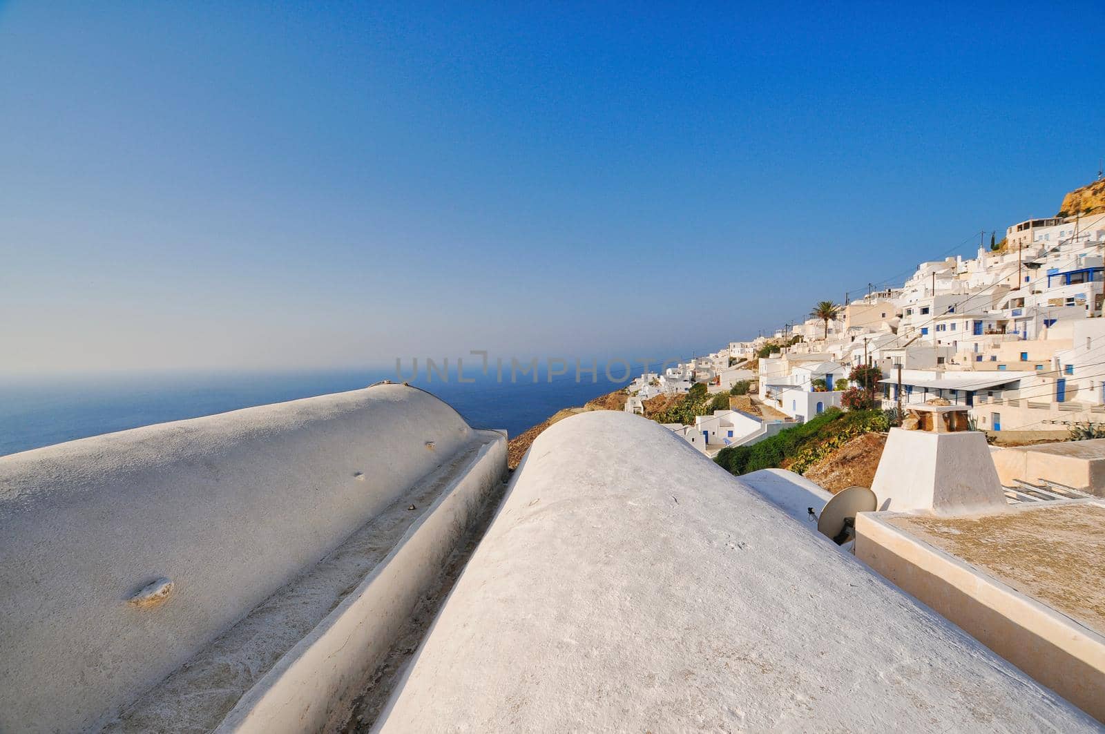 Beautiful village of Chora in Anafi island with a great view to the aegean sea