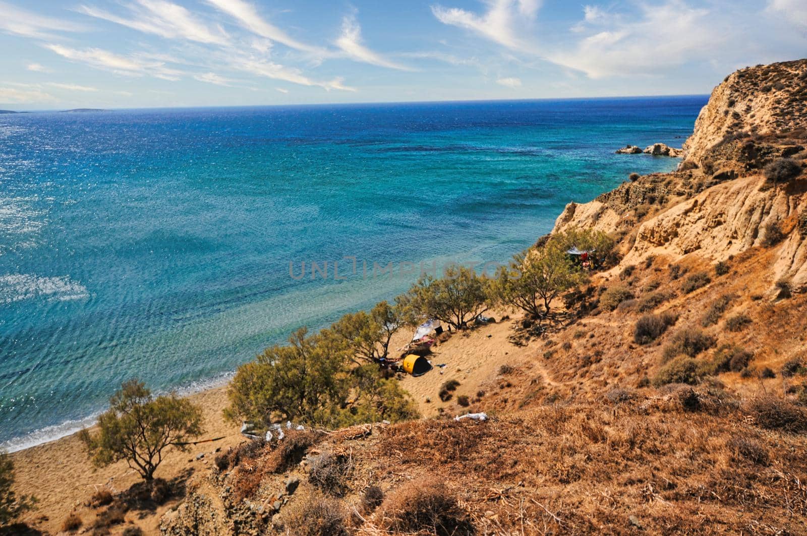 Great beach of Roukounas in Anafi of Greece