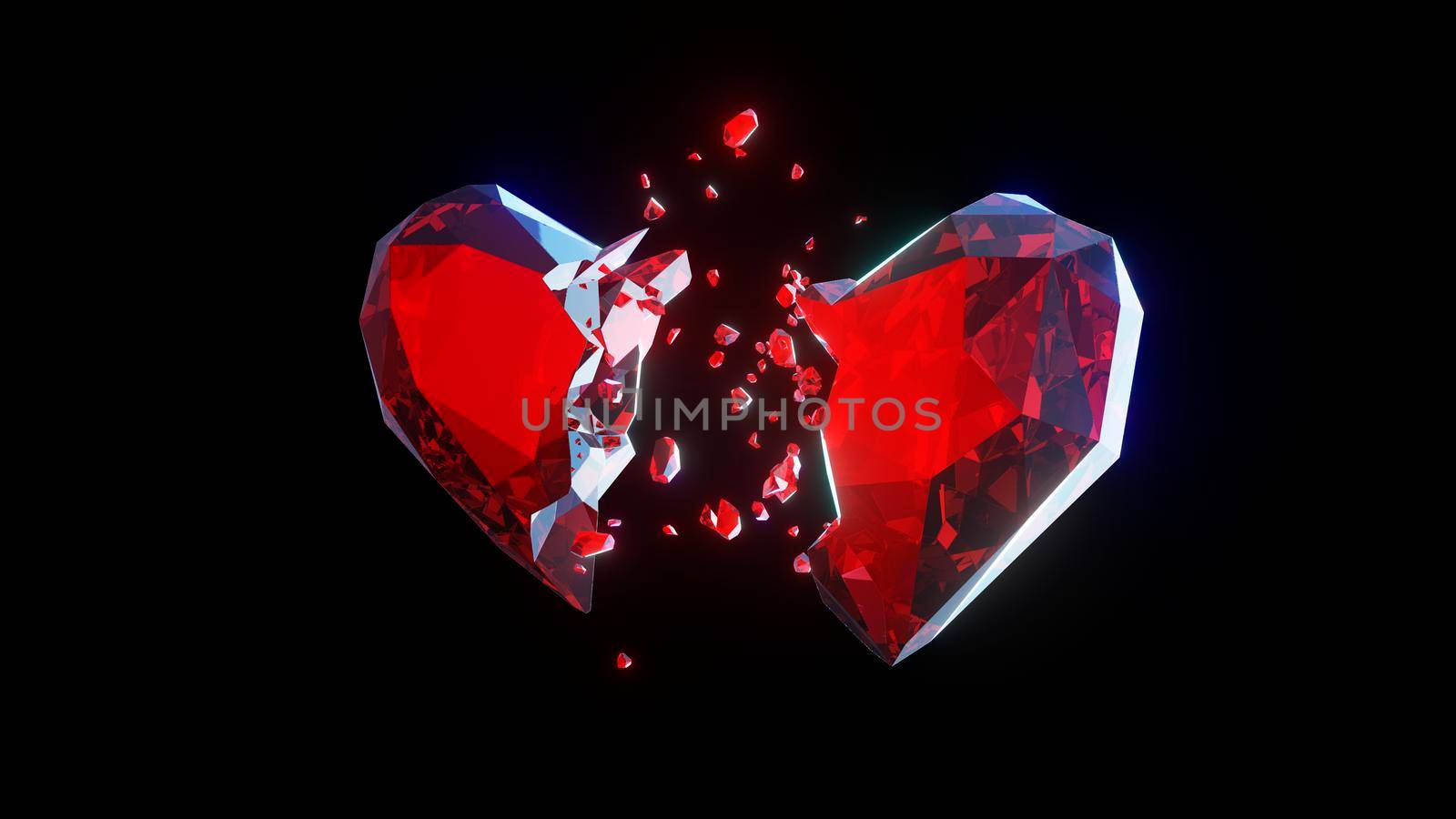 Crystal Ruby heart abstract 3D render