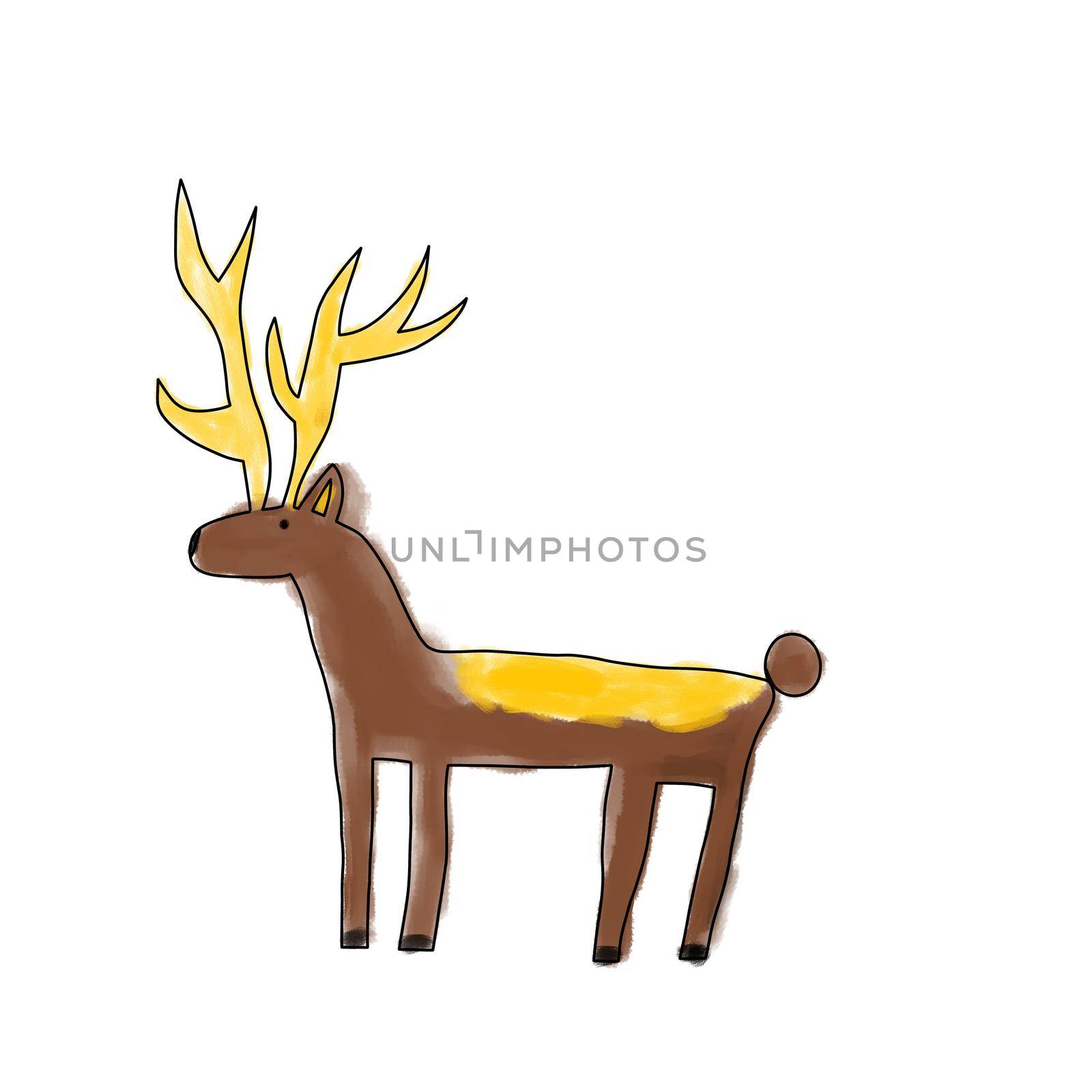 Cute hand drawn doodle deer. Pet animal illustration by sarymsakov