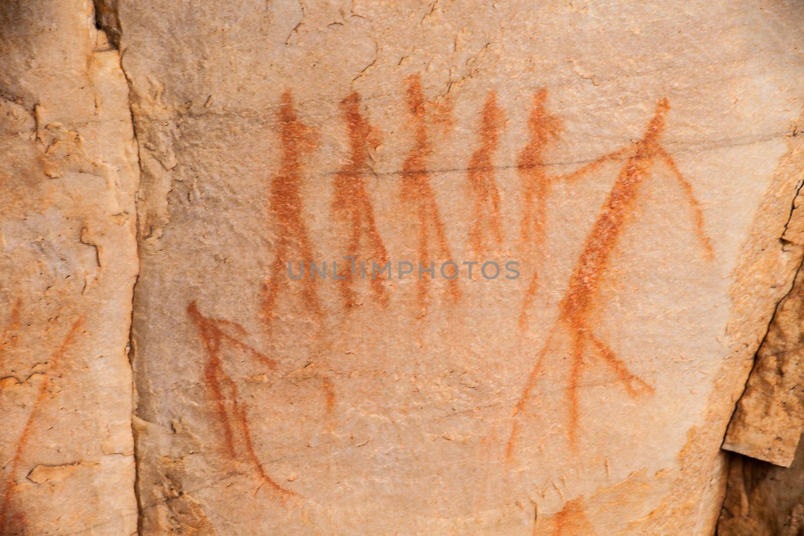 Badly eroded San rock art in the Cederberg Mountains in the Western Cape. South Africa