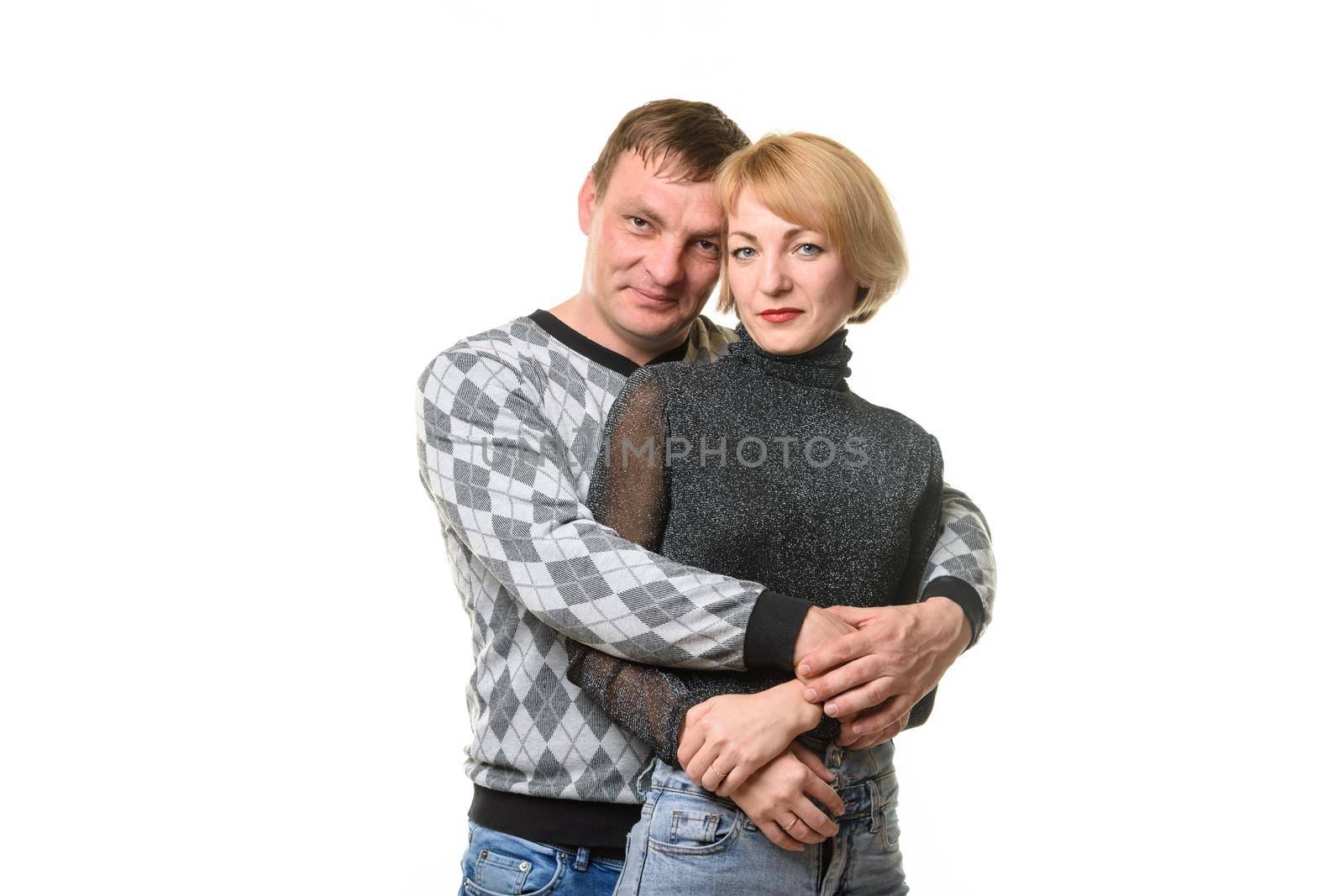 Portrait of a thirty-five-year-old couple of Slavic appearance