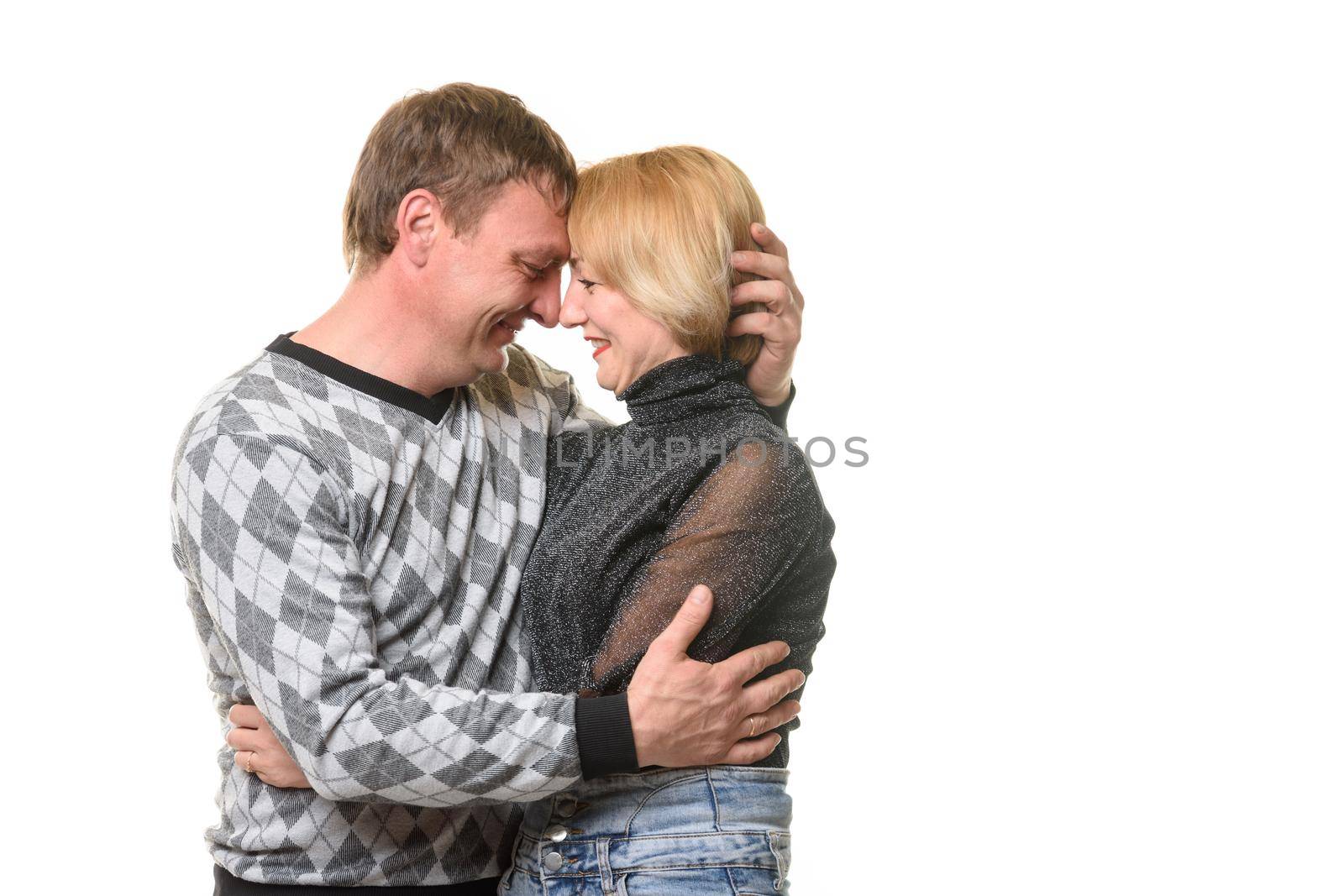 Girl and man hugging cuddled up to each other