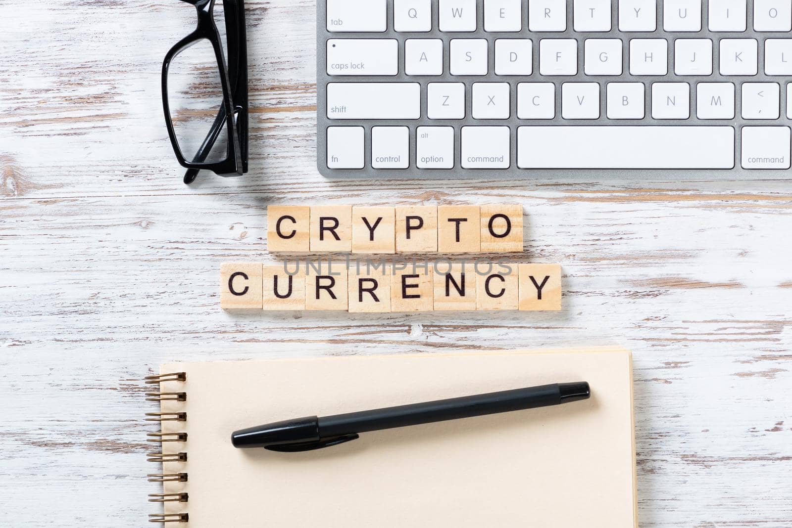 Cryptocurrency concept with letters on cubes by adam121