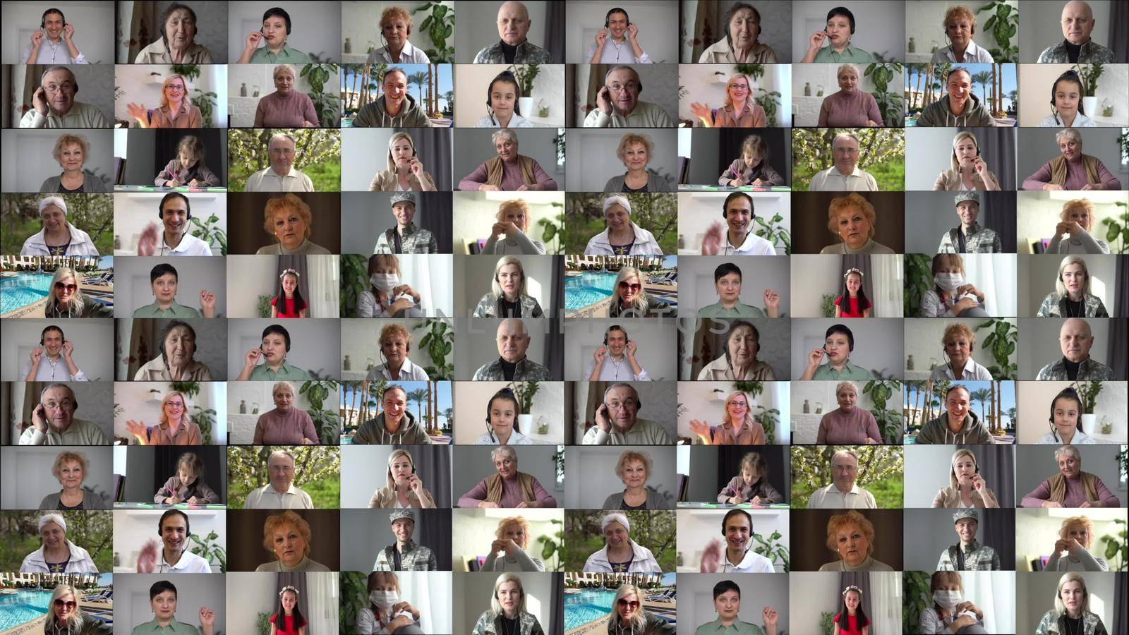 Video collage of 99 people, a variety of images in the form of a large video wall of the TV by Andelov13