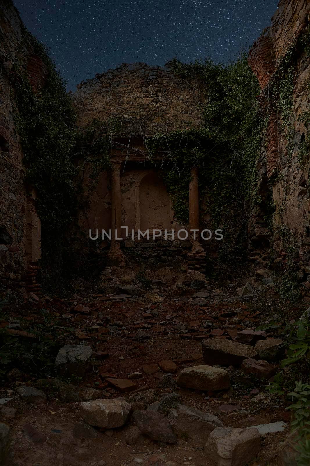 Jinquer, Castello, Spain. Interior of destroyed church in abandoned village by raul_ruiz