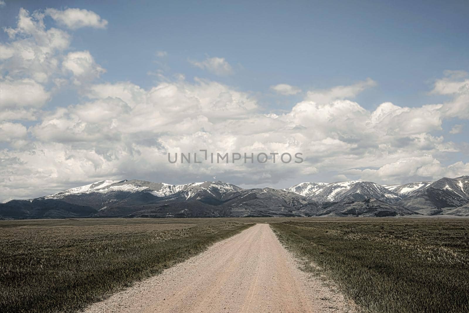 Montana Lonely Ranch to the Mountains Road