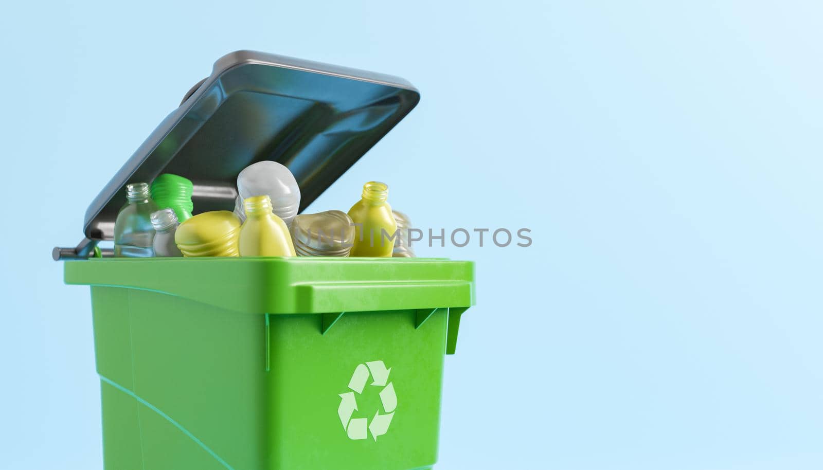 Recycling bin with plastic litter by asolano
