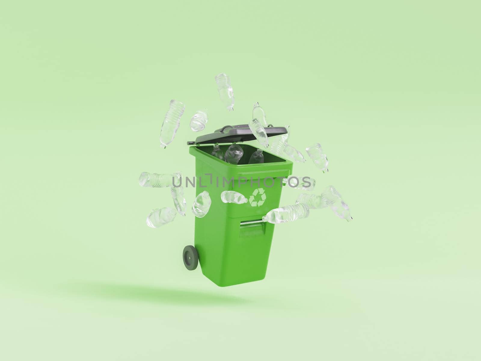 Garbage bin with plastic bottles by asolano