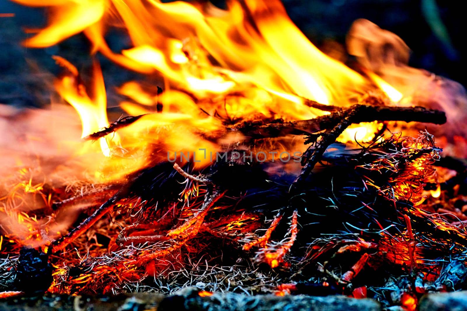 a large open-air fire used as part of a celebration, for burning trash, or as a signal.Fire and heat - burning flame. Fire background. High quality photo