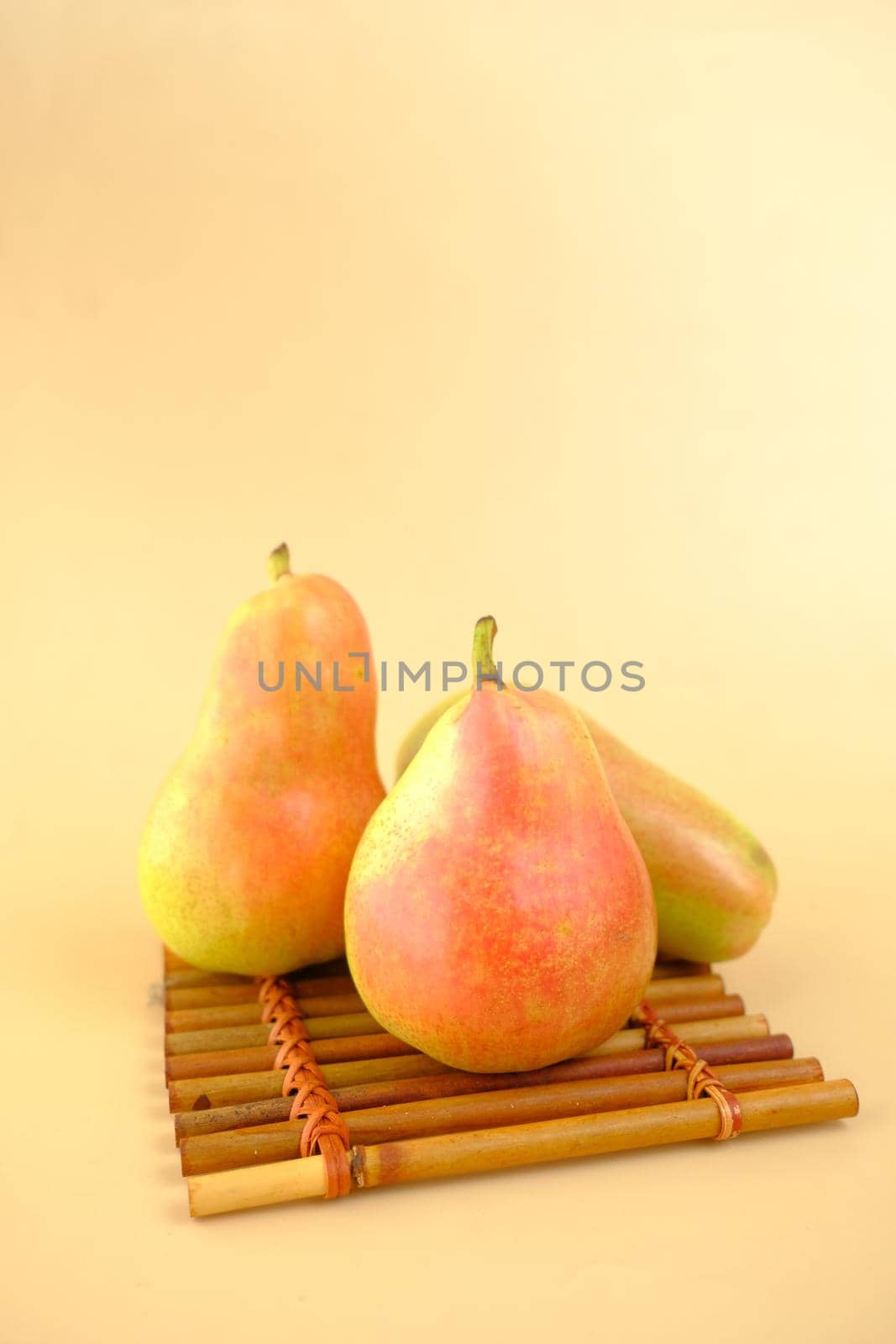 slice of fresh pears on table close up ,