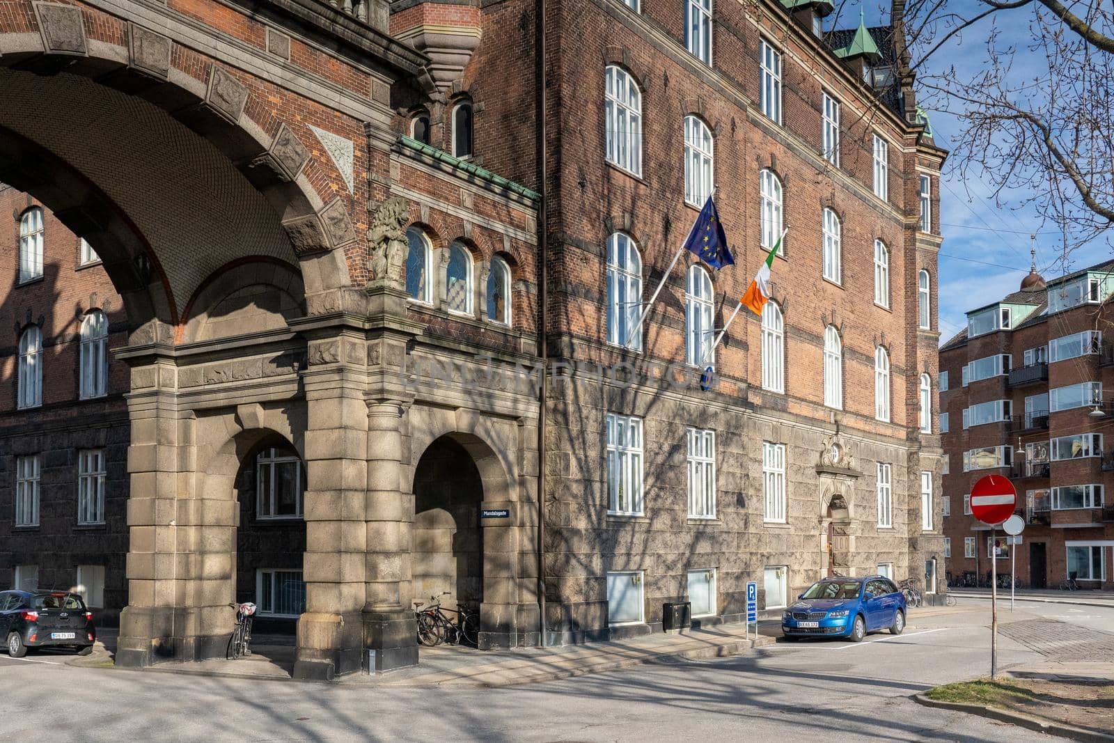Copenhagen, Denmark. - March 1, 2022: Exterior view of the Embassy of Ireland.
