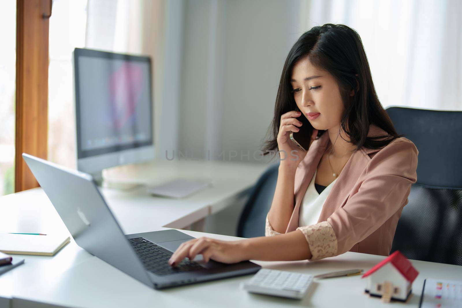 data analysis, plan, marketing, accounting, audit, Portrait of asian business woman holding smart phone of planning marketing using statistical data sheet to present marketing plan project at meeting. by Manastrong