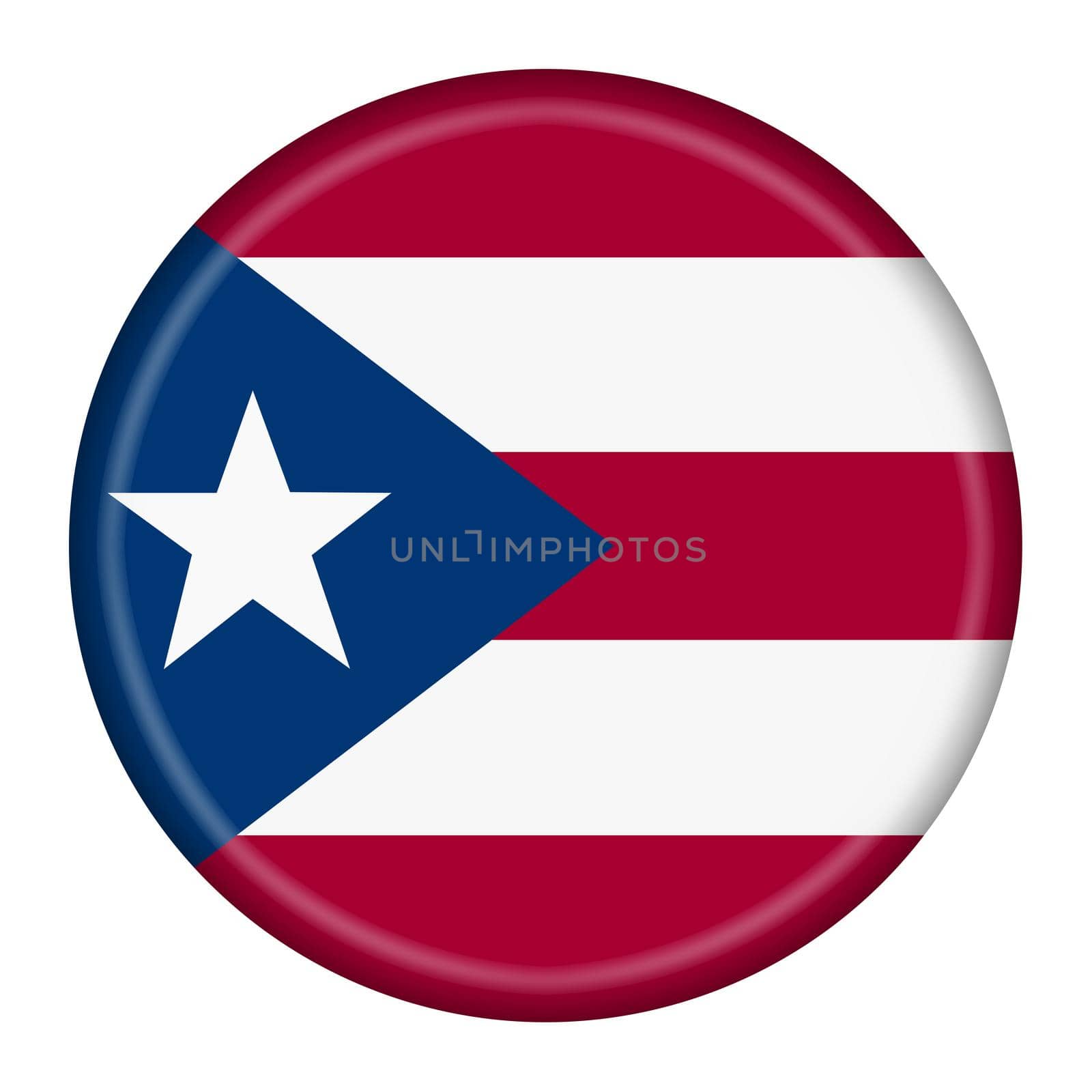 A Puerto Rico flag button 3d illustration with clipping path