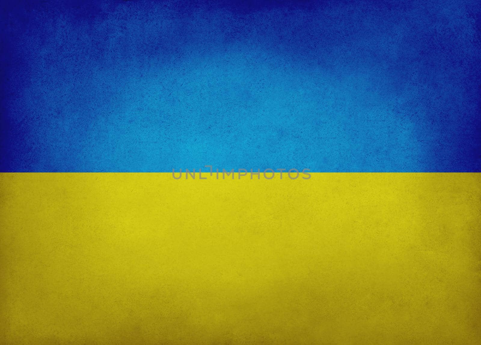 Ukrainian flag blue and yellow colored old paper background with vignette and copy space