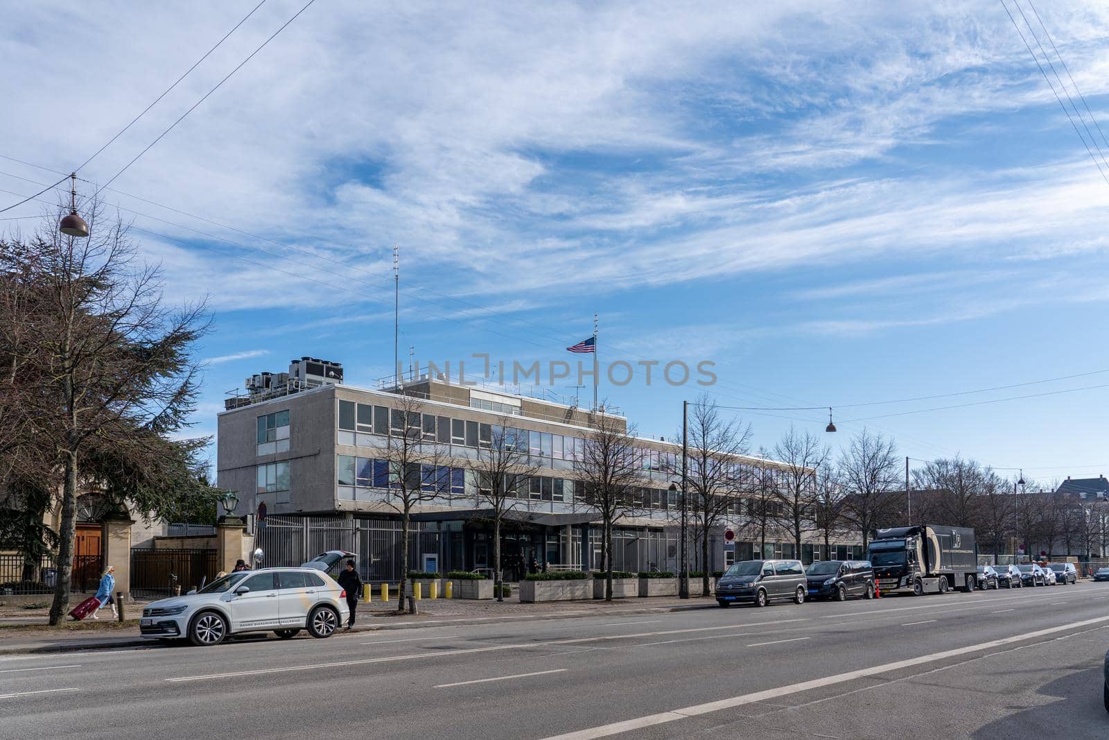 Copenhagen, Denmark. - March 1, 2022: Exterior view of the Embassy of the United States.