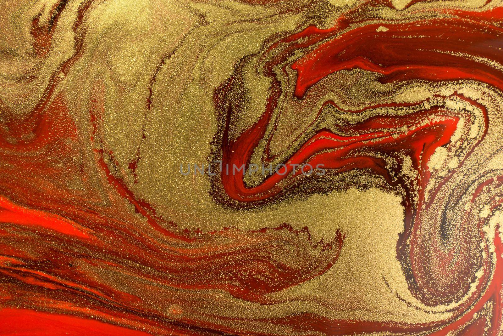 Gold waves on dark red background