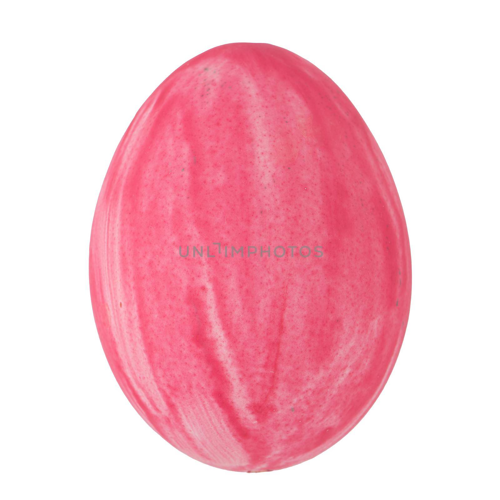 Pink painted egg isolated on white background.