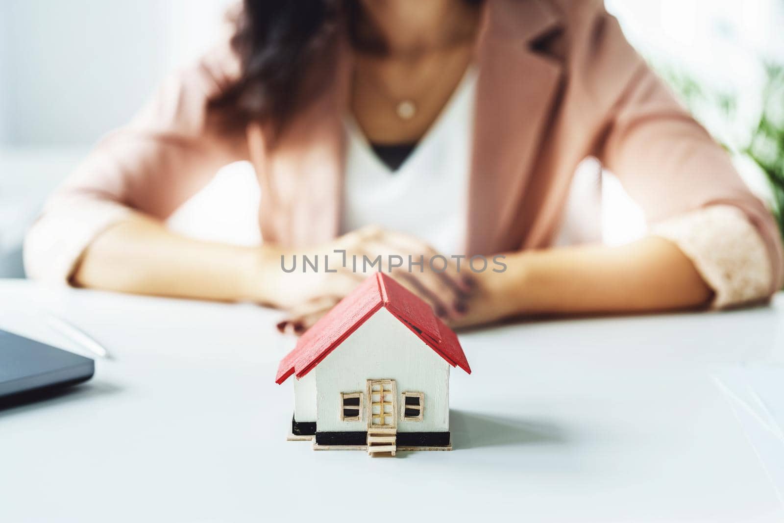 Planning, spending, focusing on the home model with the client making decisions about buying a home with a real estate agent to manage financial and investment risks