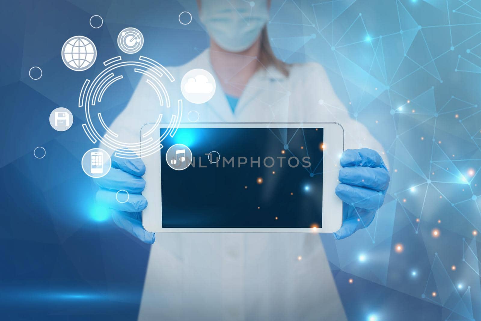 Nurse holding tablet symbolizing successful teamwork accomplishments.