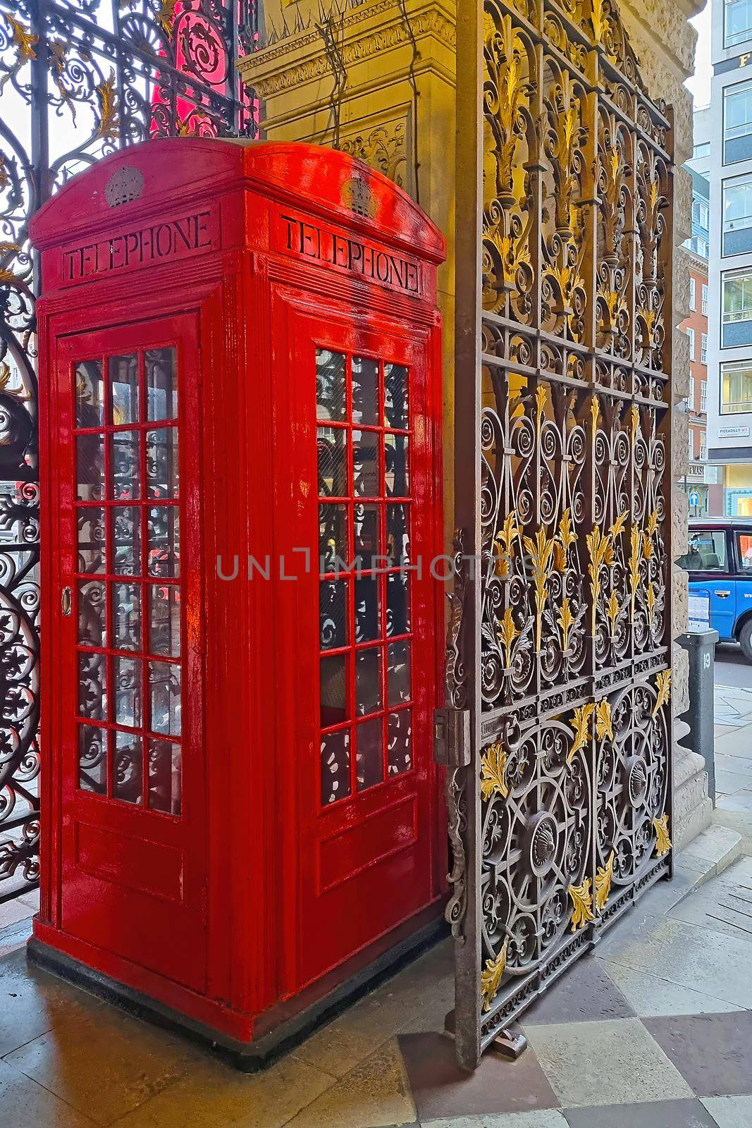 London, United Kingdom, February 6, 2022: the famous telephone booth on the streets of London