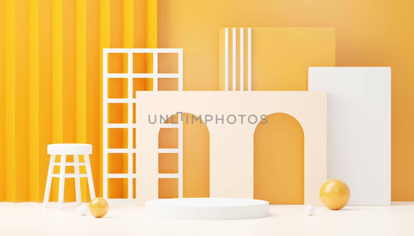 3d render abstract display podium platform for  product presentation and advertising. Minimal scene backdrop with clean design. Vacant pedestal for mock up. Empty stage with pastel color for cosmetic.