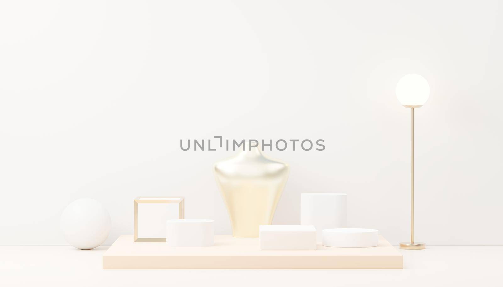 3d render abstract display podium platform for  product presentation and advertising. Minimal scene backdrop with clean design. Vacant pedestal for mock up. Empty stage with pastel color for cosmetic. by tanatpon13p