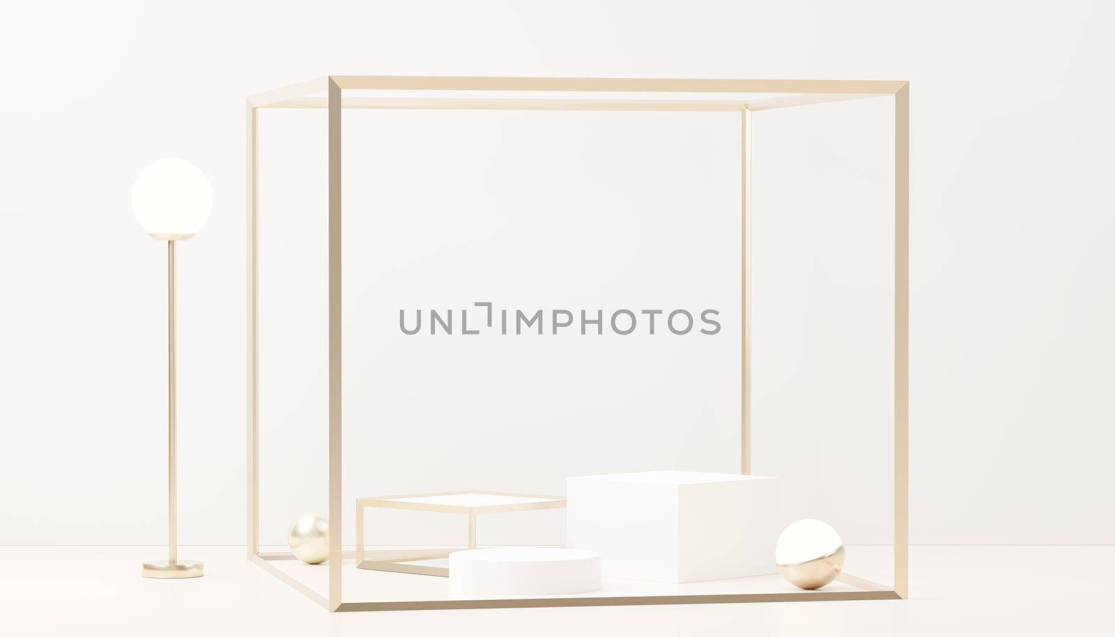 3d render abstract display podium platform for  product presentation and advertising. Minimal scene backdrop with clean design. Vacant pedestal for mock up. Empty stage with pastel color for cosmetic.