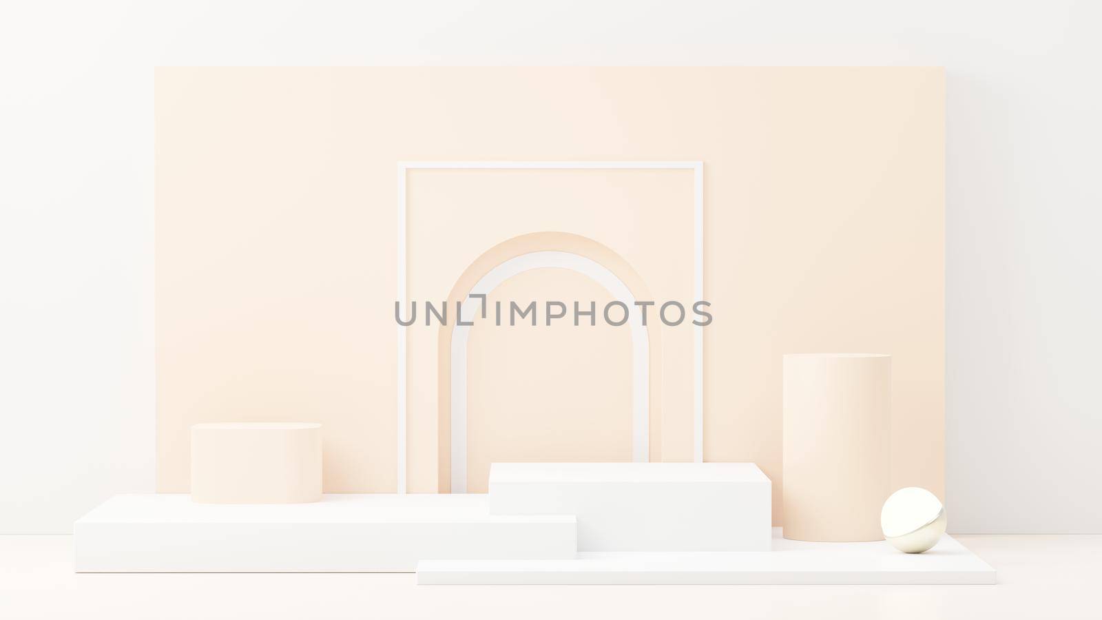 3d render abstract display podium platform for  product presentation and advertising. Minimal scene backdrop with clean design. Vacant pedestal for mock up. Empty stage with pastel color for cosmetic.