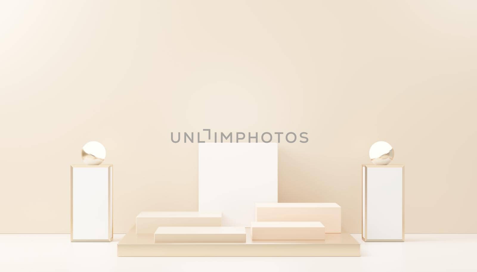 3d render abstract display podium platform for  product presentation and advertising. Minimal scene backdrop with clean design. Vacant pedestal for mock up. Empty stage with pastel color for cosmetic.