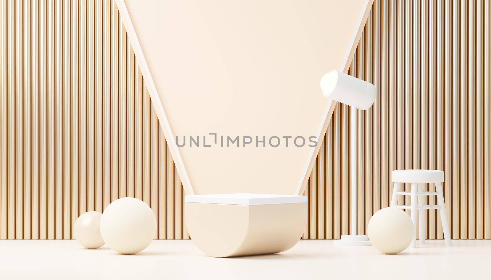 3d render abstract display podium platform for  product presentation and advertising. Minimal scene backdrop with clean design. Vacant pedestal for mock up. Empty stage with pastel color for cosmetic.