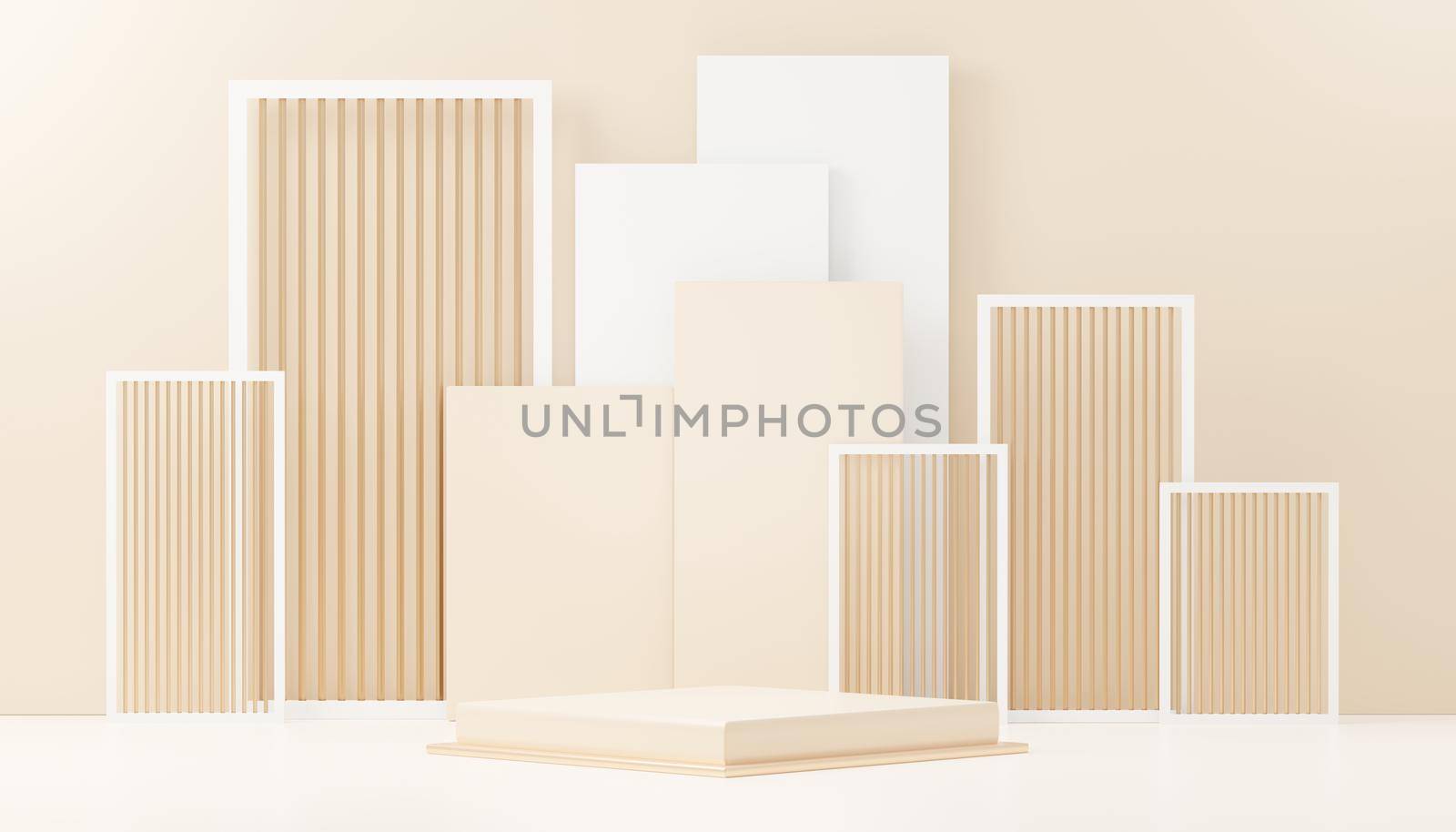 3d render abstract display podium platform for  product presentation and advertising. Minimal scene backdrop with clean design. Vacant pedestal for mock up. Empty stage with pastel color for cosmetic.