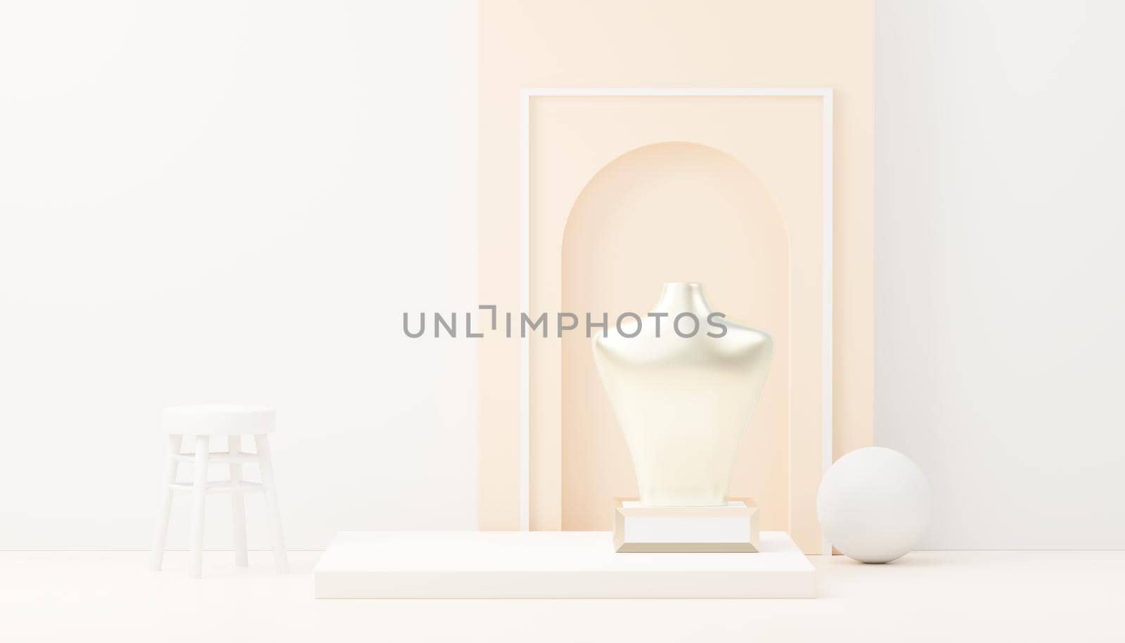 3d render abstract display podium platform for  product presentation and advertising. Minimal scene backdrop with clean design. Vacant pedestal for mock up. Empty stage with pastel color for cosmetic.