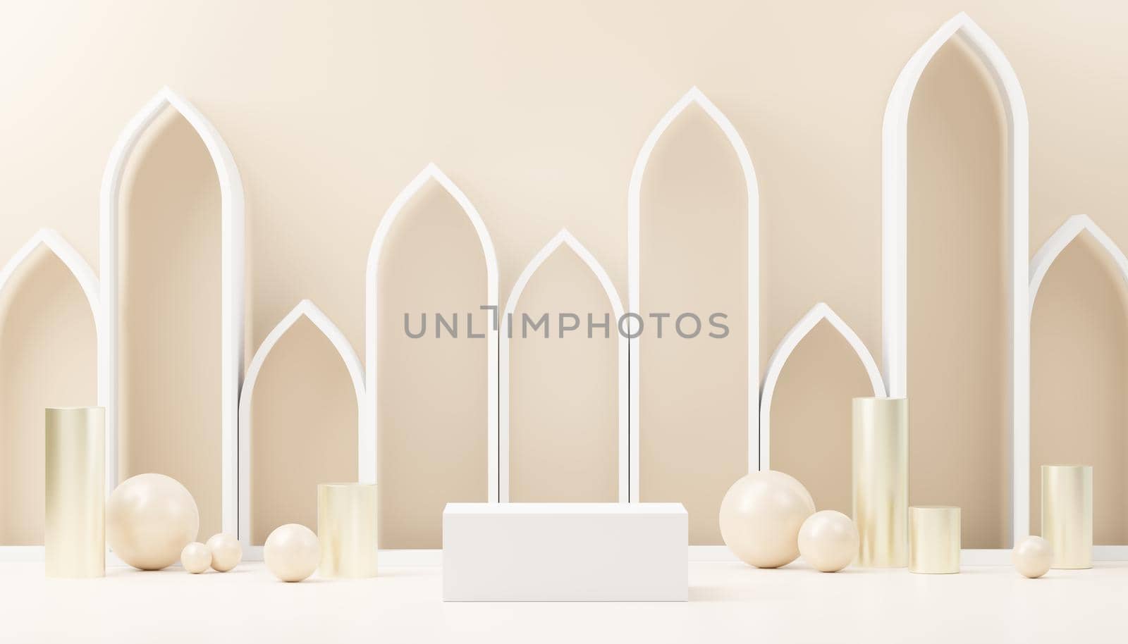 3d render abstract display podium platform for  product presentation and advertising. Minimal scene backdrop with clean design. Vacant pedestal for mock up. Empty stage with pastel color for cosmetic.