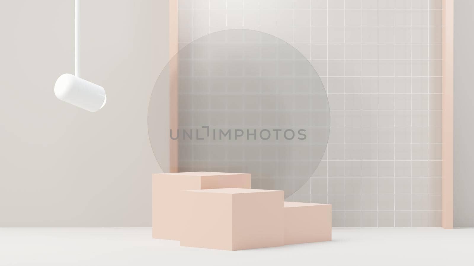 3d render abstract display podium platform for  product presentation and advertising. Minimal scene backdrop with clean design. Vacant pedestal for mock up. Empty stage with pastel color for cosmetic.