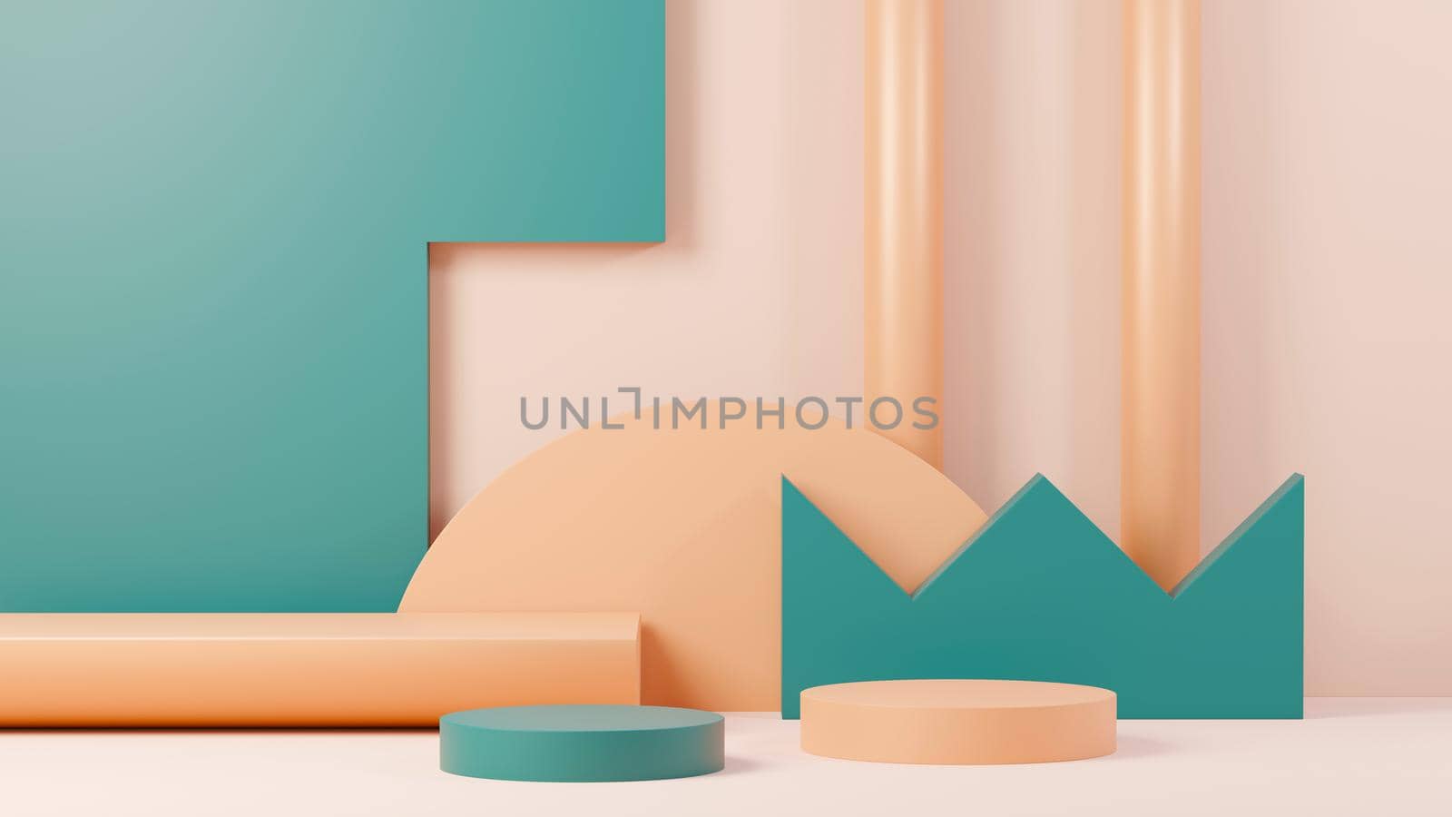 3d render abstract display podium platform for  product presentation and advertising. Minimal scene backdrop with clean design. Vacant pedestal for mock up. Empty stage with pastel color for cosmetic.