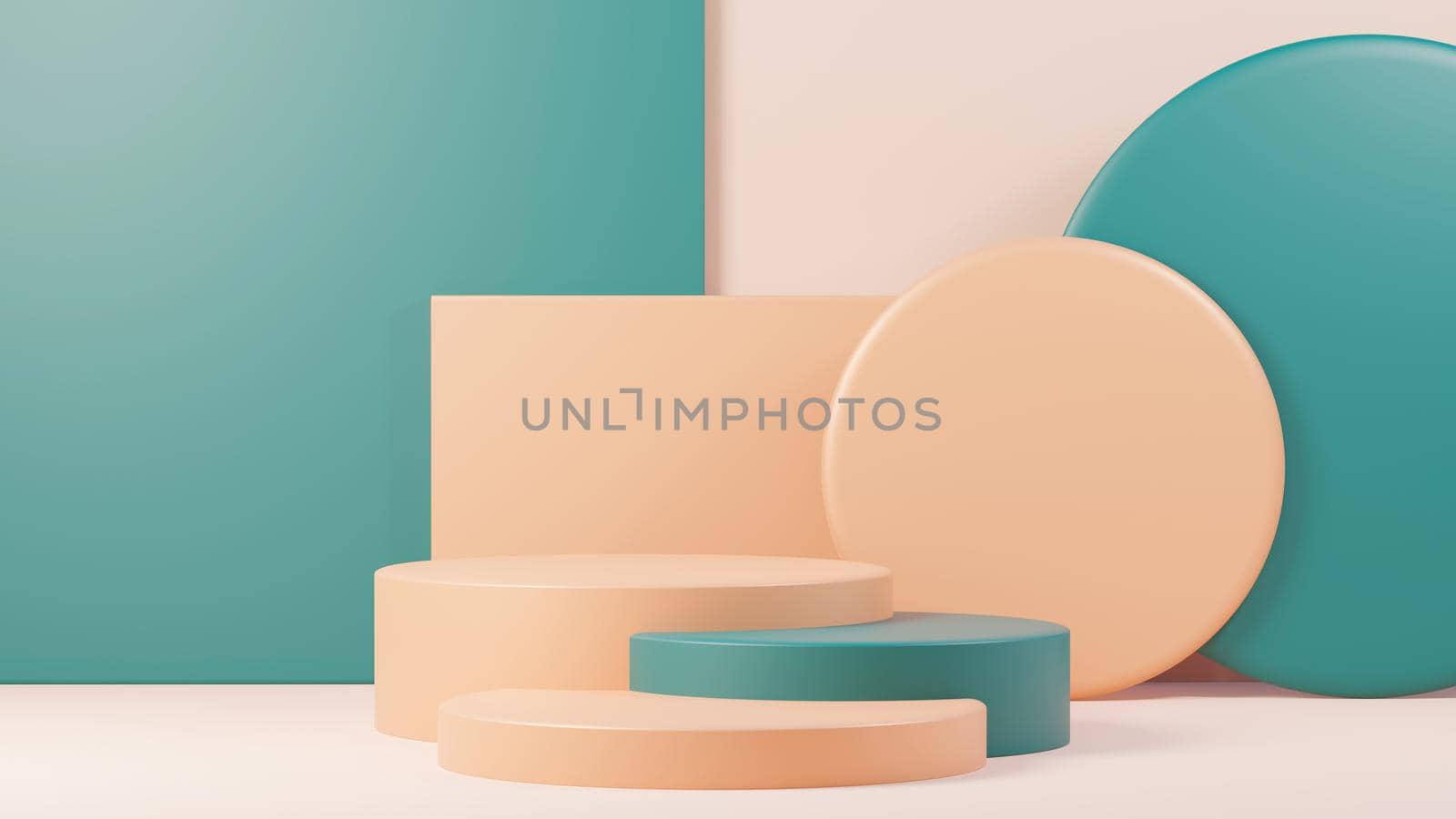 3d render abstract display podium platform for  product presentation and advertising. Minimal scene backdrop with clean design. Vacant pedestal for mock up. Empty stage with pastel color for cosmetic.