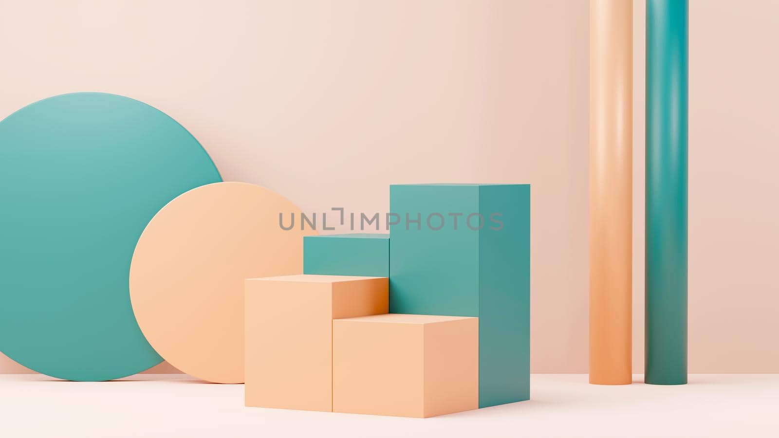 3d render abstract display podium platform for  product presentation and advertising. Minimal scene backdrop with clean design. Vacant pedestal for mock up. Empty stage with pastel color for cosmetic.