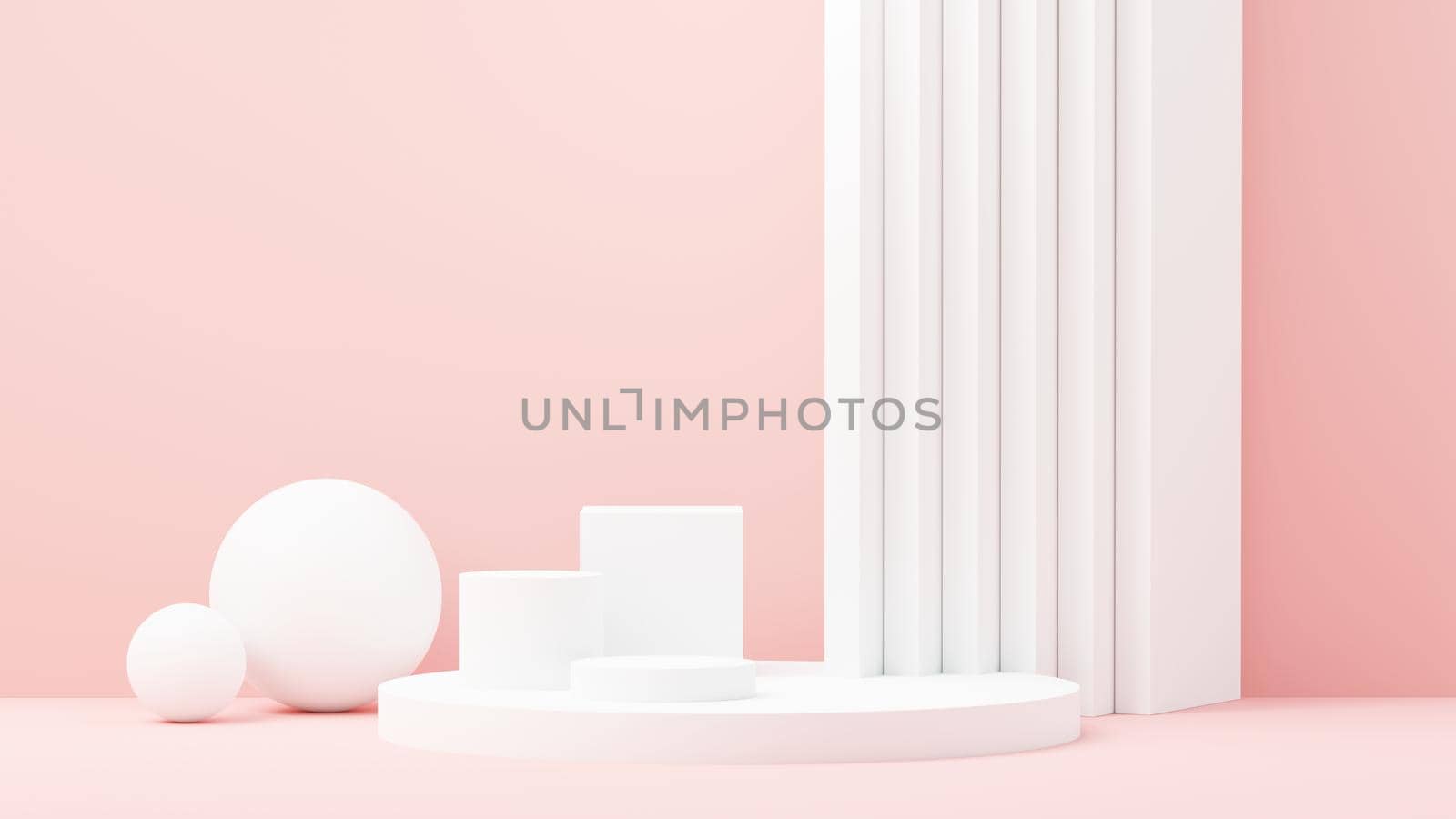 3d render abstract display podium platform for  product presentation and advertising. Minimal scene backdrop with clean design. Vacant pedestal for mock up. Empty stage with pastel color for cosmetic.